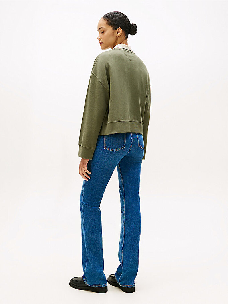 Kadın TH Pique Sweatshirt Yeşil WW0WW46152PLI