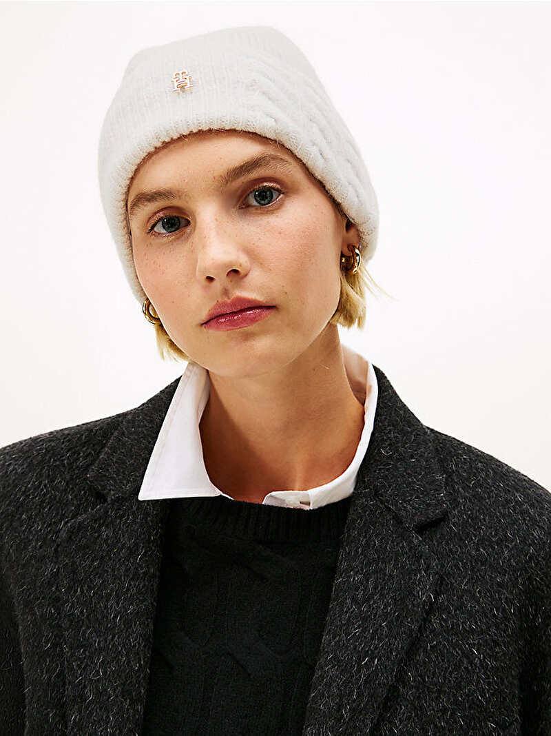 Kadın TH Elevated Chic Flu Bere Beyaz  AW0AW17784PQU