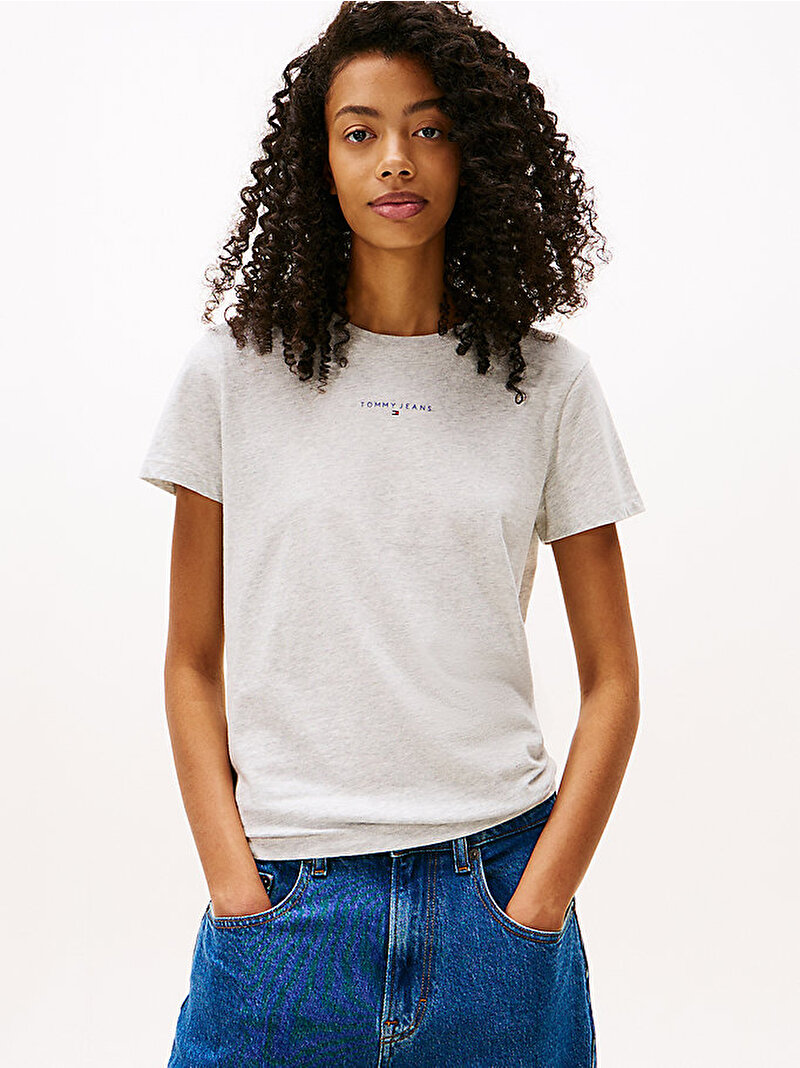 Kadın TJW Regular Linear T-shirt Gri DW0DW21964P01