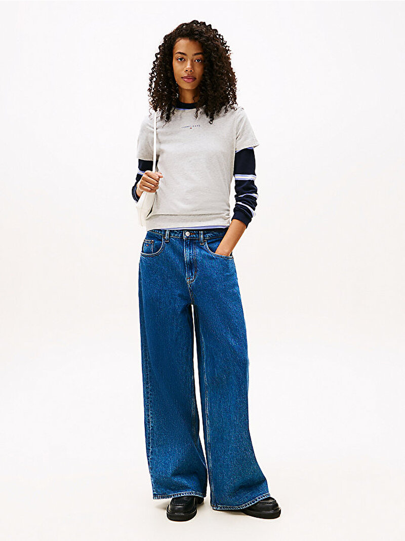 Kadın TJW Regular Linear T-shirt Gri DW0DW21964P01