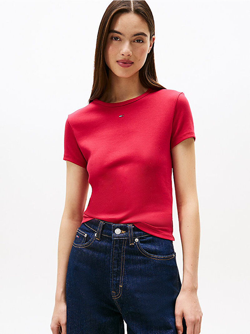 Kadın TJW Slim Essential T-shirt Kırmızı DW0DW17383XJP