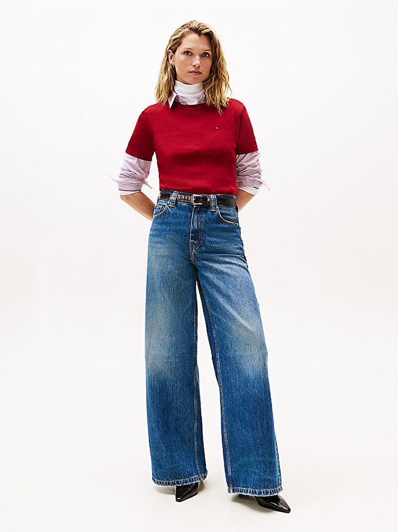 Kadın Slim  Cody C-neck T-shirt Kırmızı WW0WW40587XIT