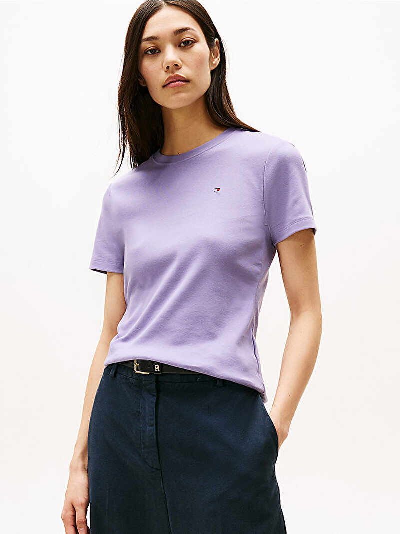 Kadın Slim  Cody C-neck T-shirt Mor WW0WW40587W0G