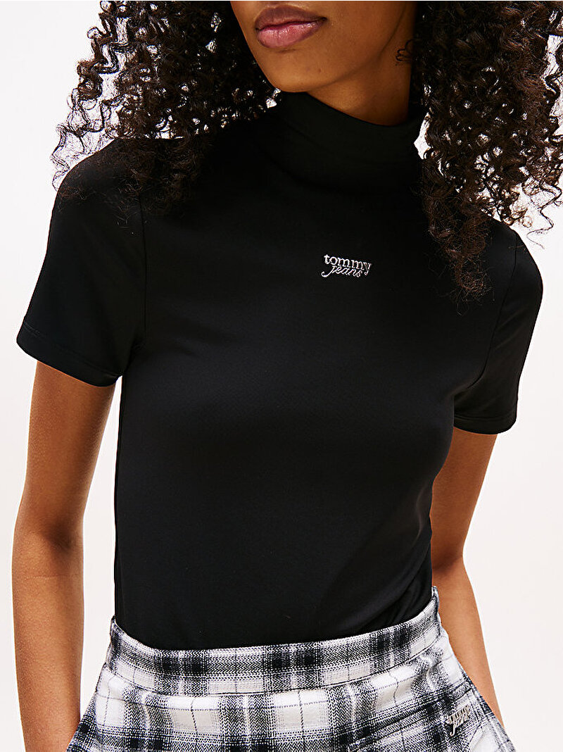 Kadın TJW Slim Silver T-shirt Siyah DW0DW21563BDS