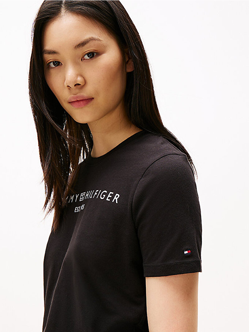 Kadın Regular Corp Logo T-shirt Siyah WW0WW40276BDS