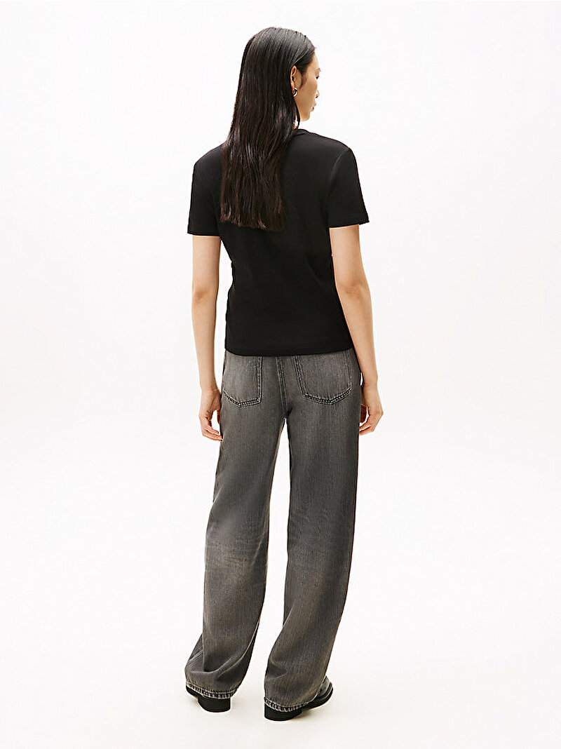 Kadın Slim Cody V-neck T-shirt Siyah WW0WW40584BDS