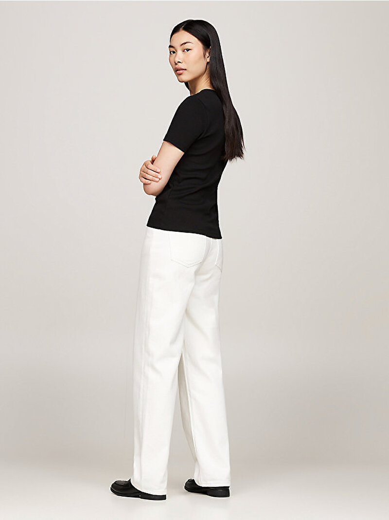 Kadın Slim Cody V-neck T-shirt Siyah WW0WW40584BDS