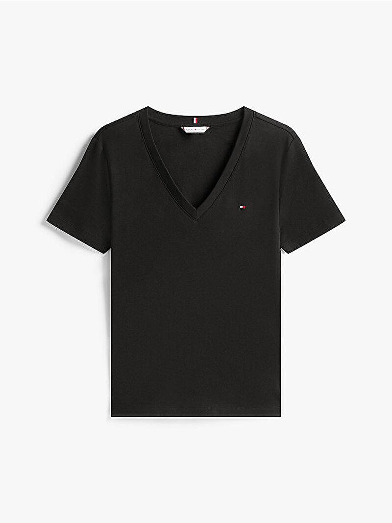 Kadın Slim Cody V-neck T-shirt Siyah WW0WW40584BDS