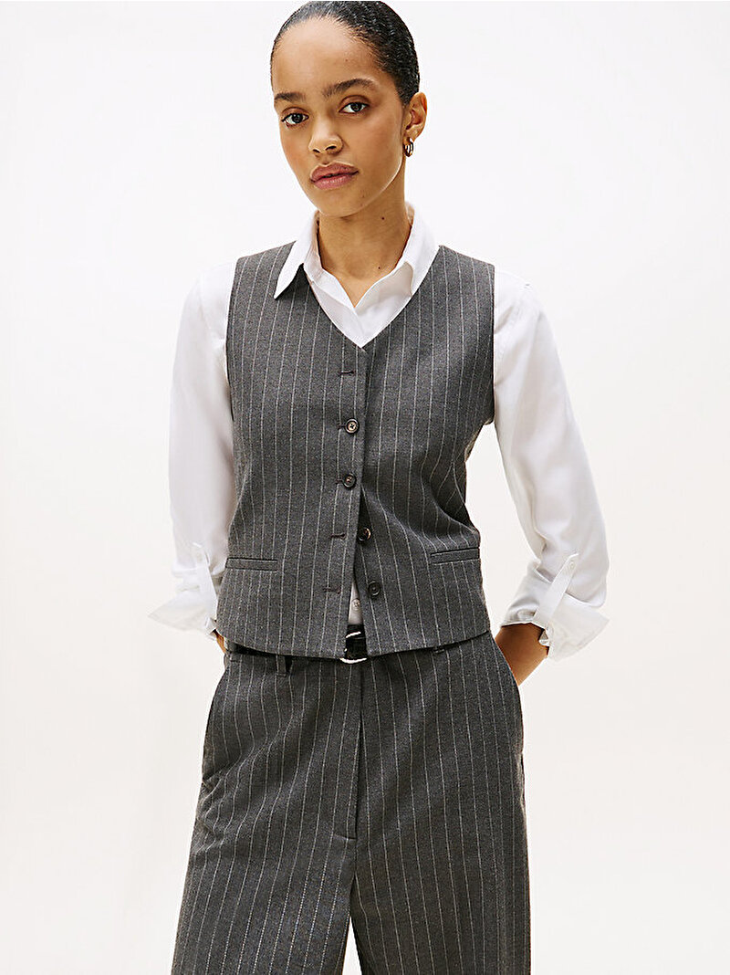 Kadın Pinstripe Tailored Yelek Gri WW0WW466610CT