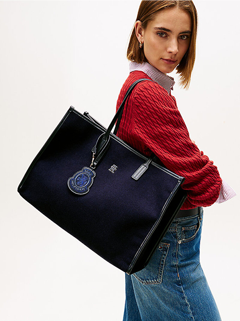 Kadın TH City Tote Çanta Lacivert AW0AW18215DW6
