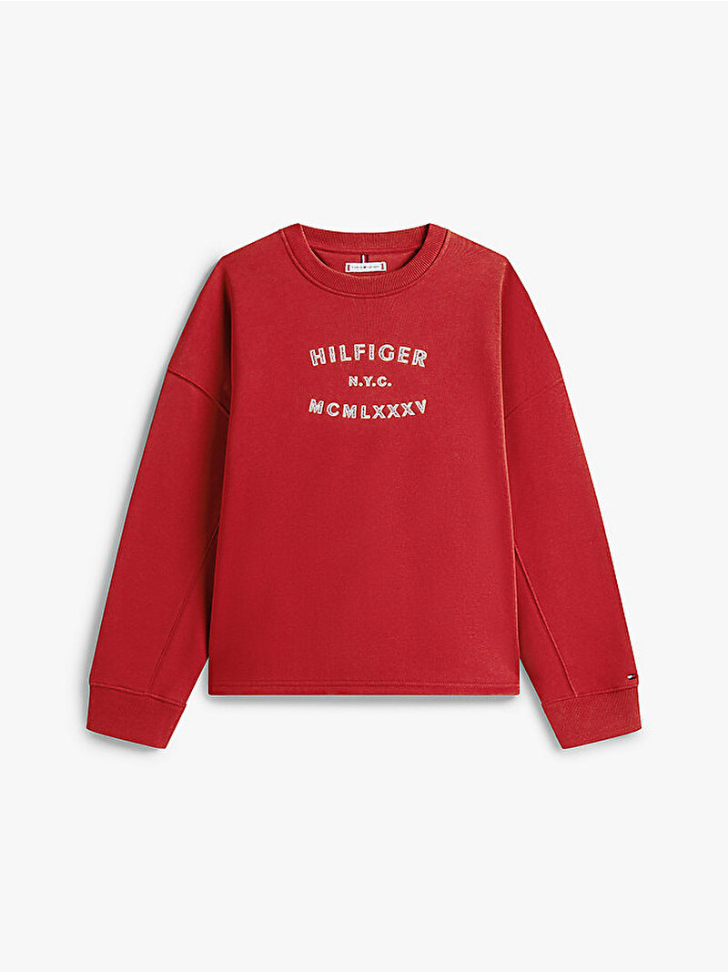 Kadın Hilfiger Fleece Sweatshirt Kırmızı WW0WW46814XIT