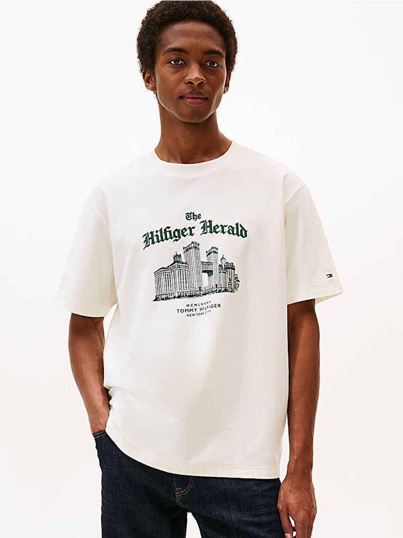 Erkek Herald Skyline Graphic T-shirt Beyaz  MW0MW40920Z00