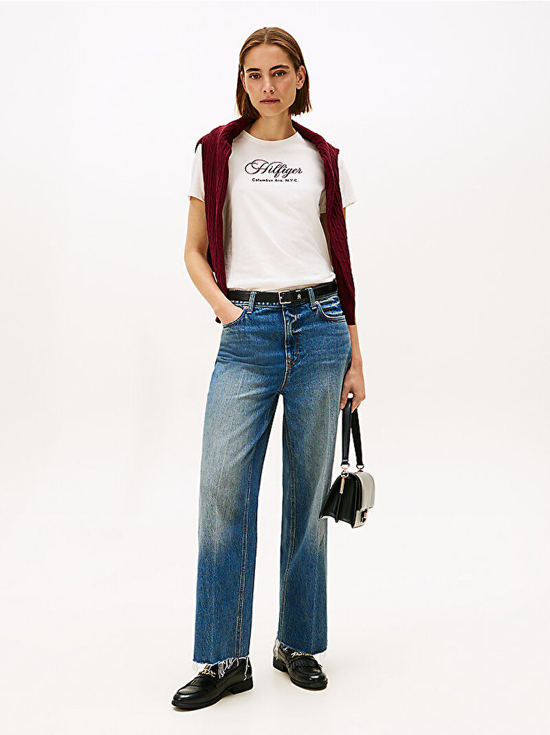 Kadın Regular C-neck T-shirt Beyaz  WW0WW46120YA8