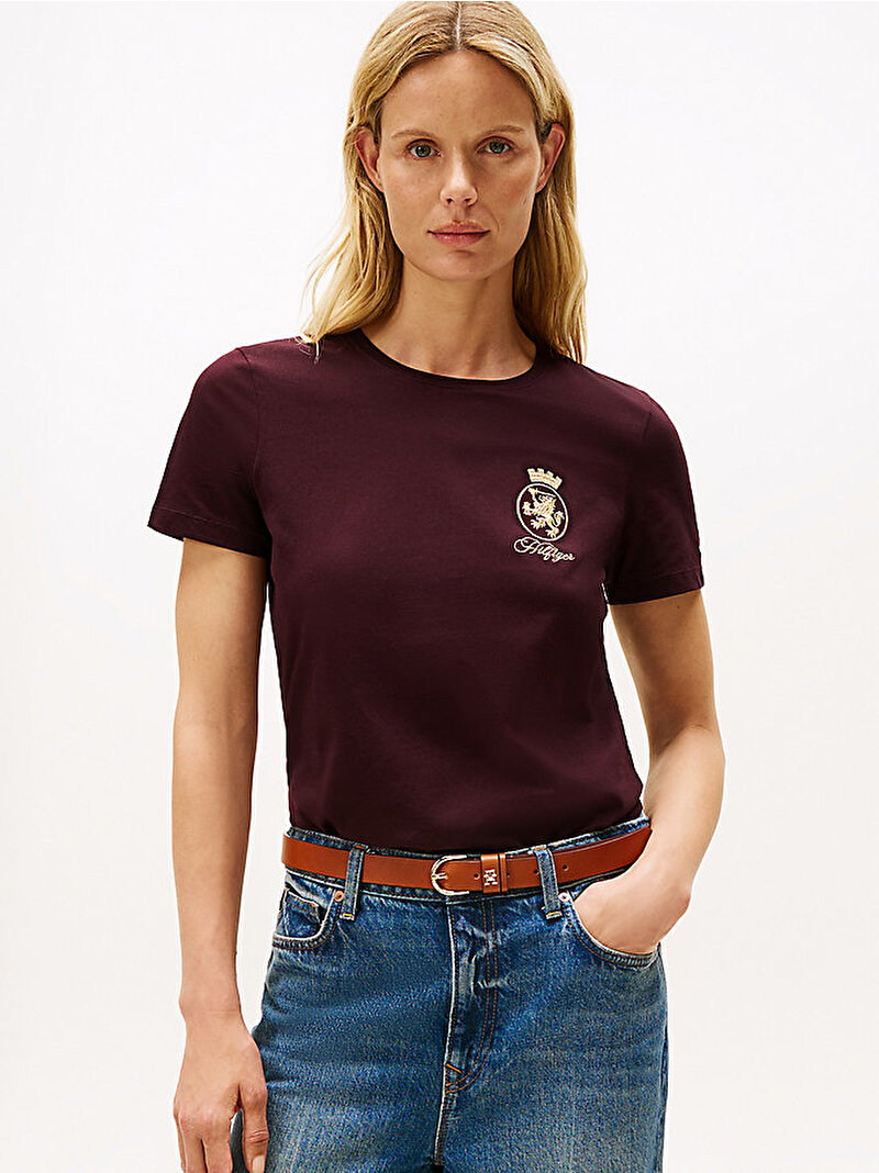 Kadın Gold Crest Regular T-shirt Kırmızı WW0WW46153XIH