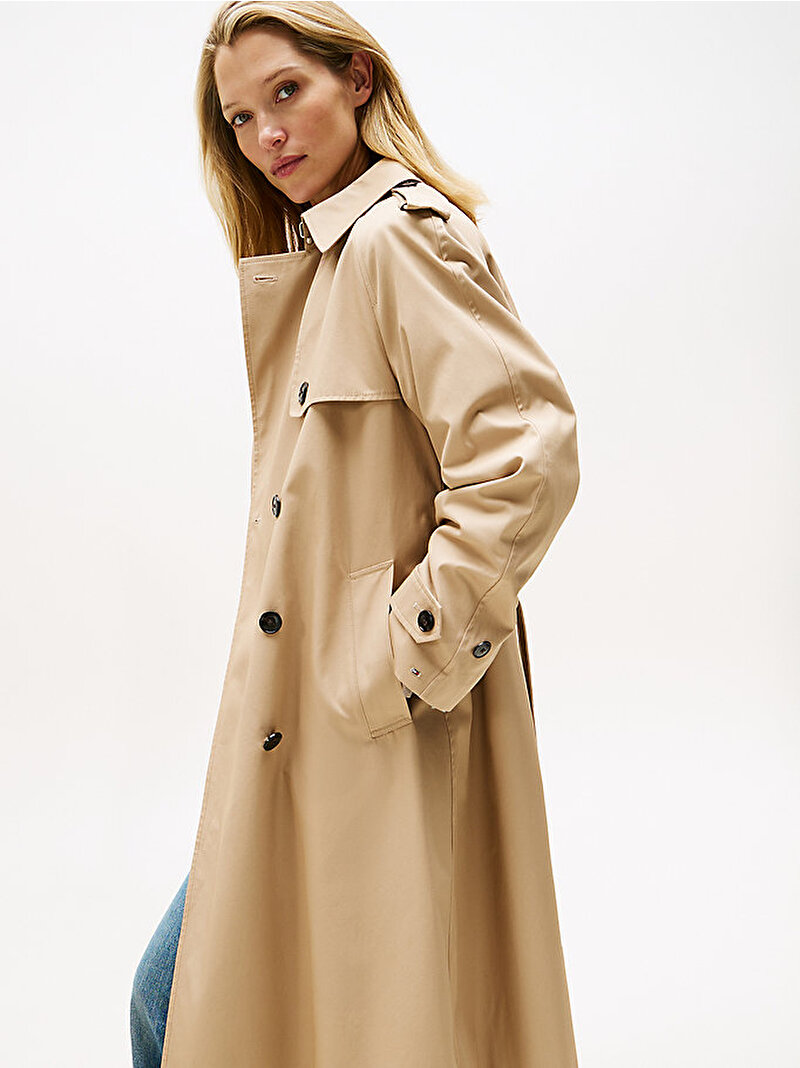 Kadın Cotton Regular Trenchcoat Bej  WW0WW46529AEG