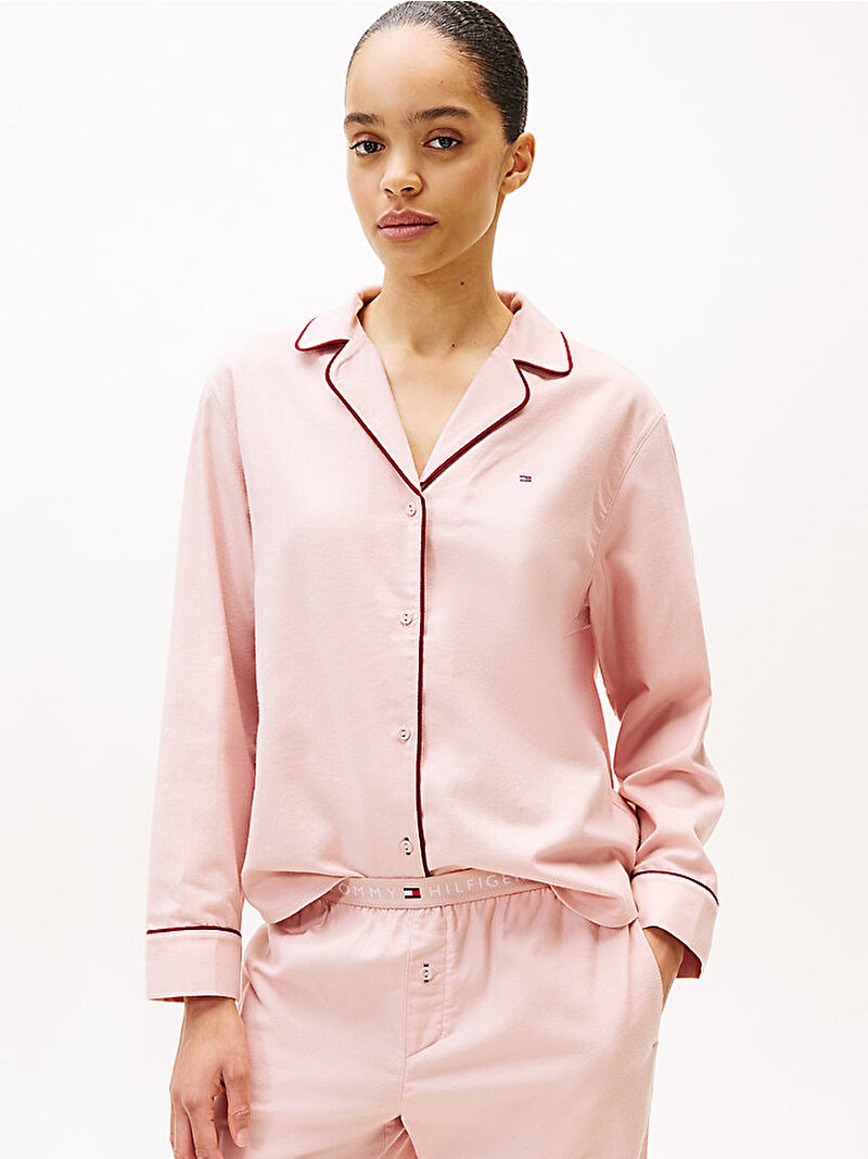 Kadın Solid Flannel Pijama Üstü Pembe  UW0UW06162TQN