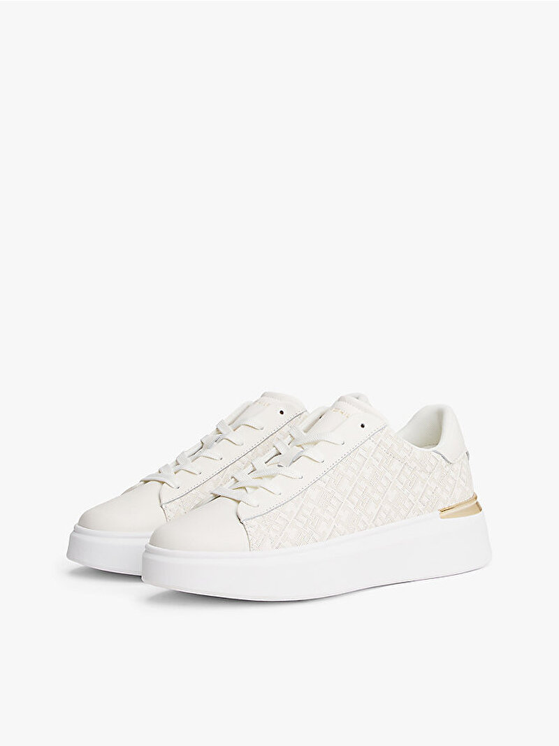 Kadın TH Monogram Platform Sneaker Beyaz  FW0FW09155YA8