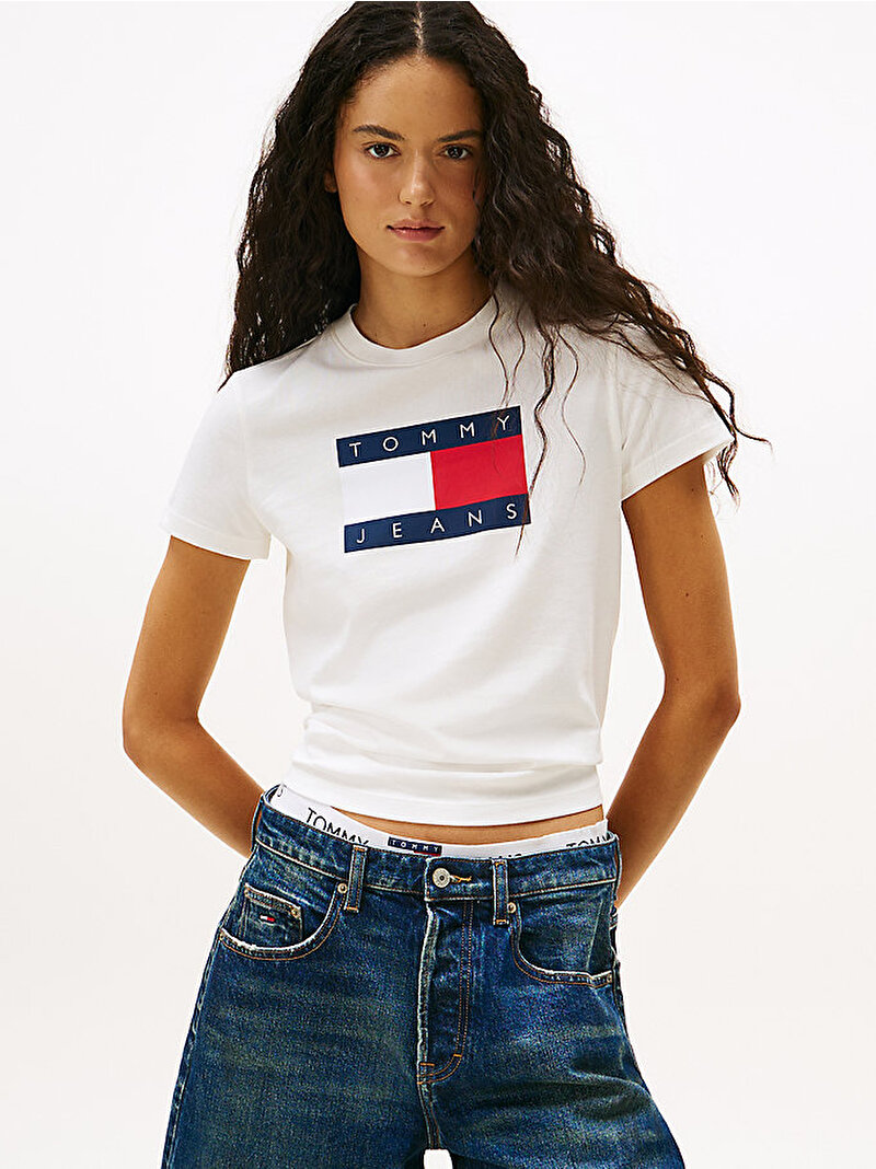 Kadın TJW Regular Flag T-shirt Ekru DW0DW22562YBL