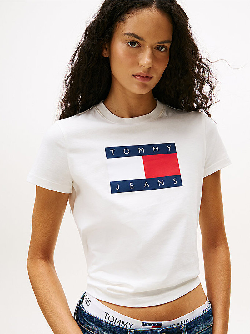 Kadın TJW Regular Flag T-shirt Ekru DW0DW22562YBL