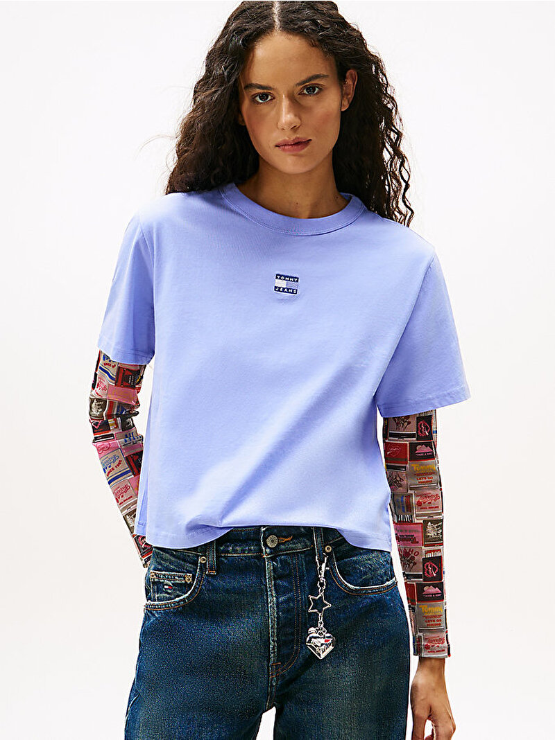 Kadın TJW Boxy Badge T-shirt Mor DW0DW22202C5Z