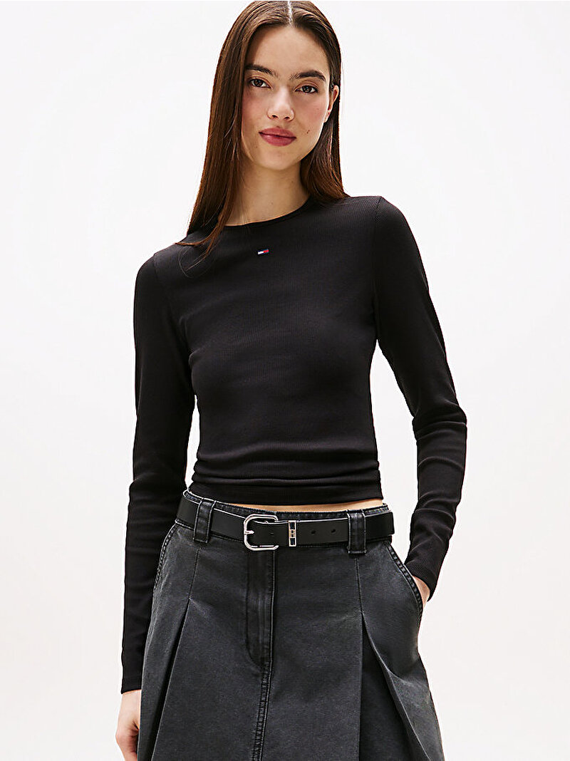 Kadın TJW Slim Essential T-shirt Siyah DW0DW17387BDS