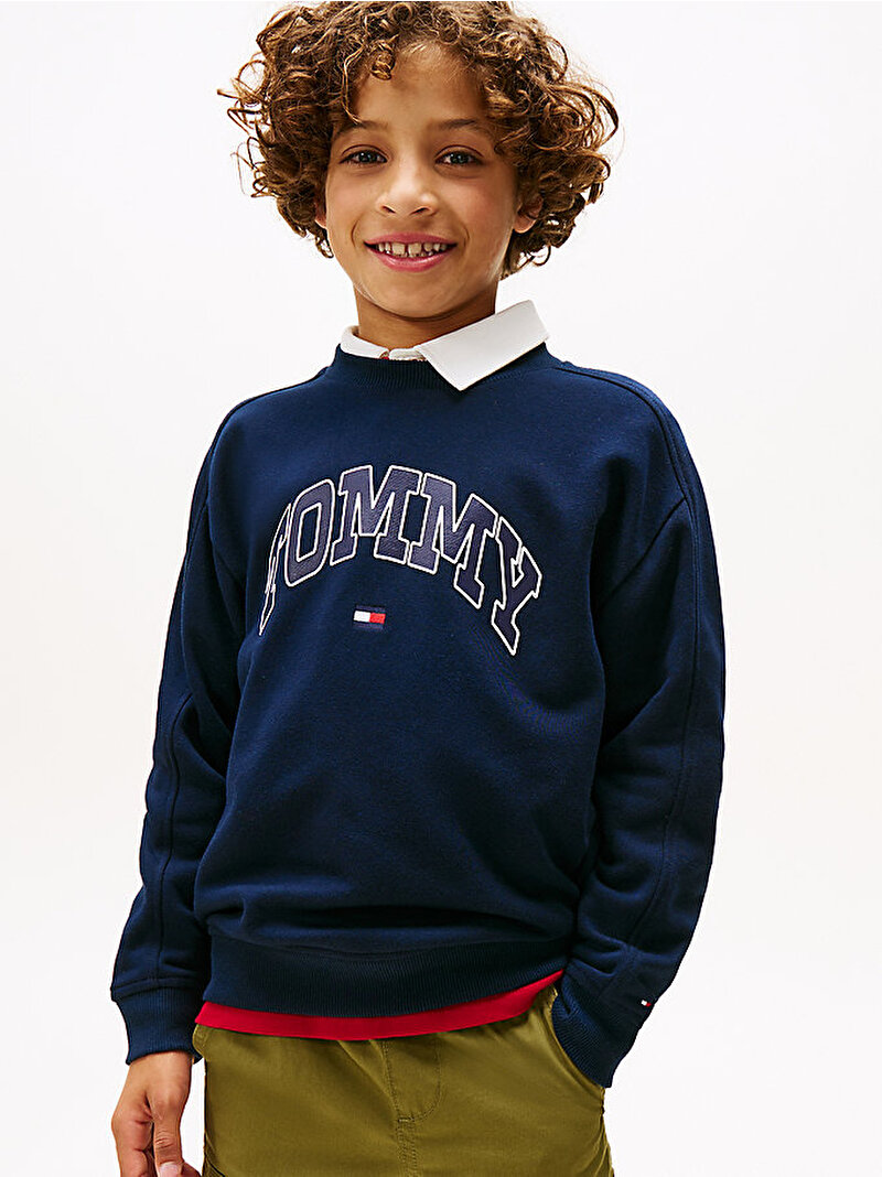 Erkek Çocuk Varsity Raised Print Sweatshirt Lacivert KB0KB09899C1G