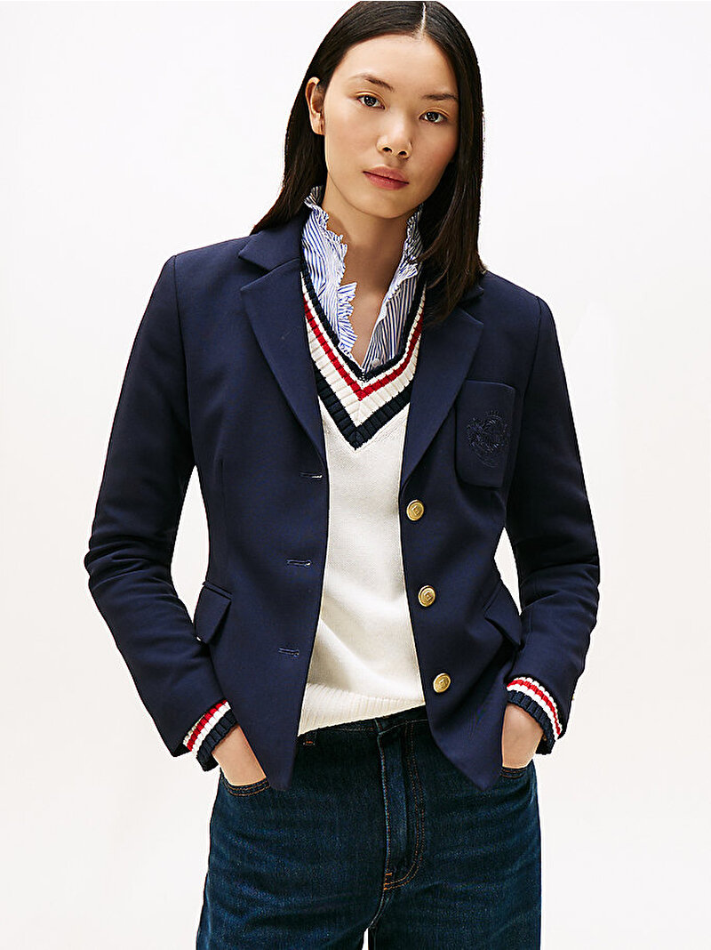 Kadın Punto Tonal Crest Blazer Lacivert WW0WW46660C1G