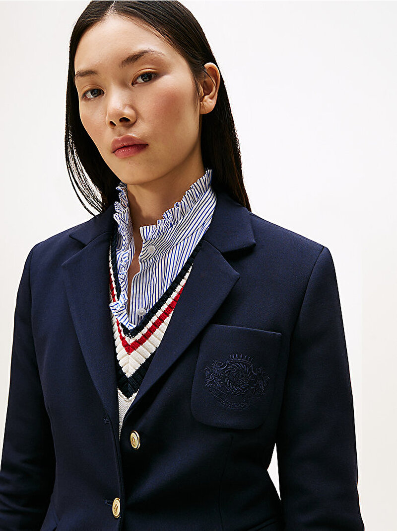 Kadın Punto Tonal Crest Blazer Lacivert WW0WW46660C1G