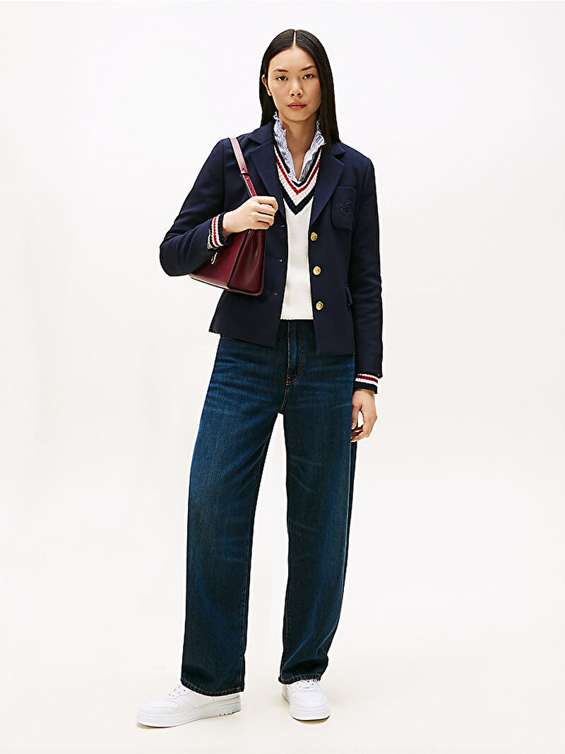Kadın Punto Tonal Crest Blazer Lacivert WW0WW46660C1G