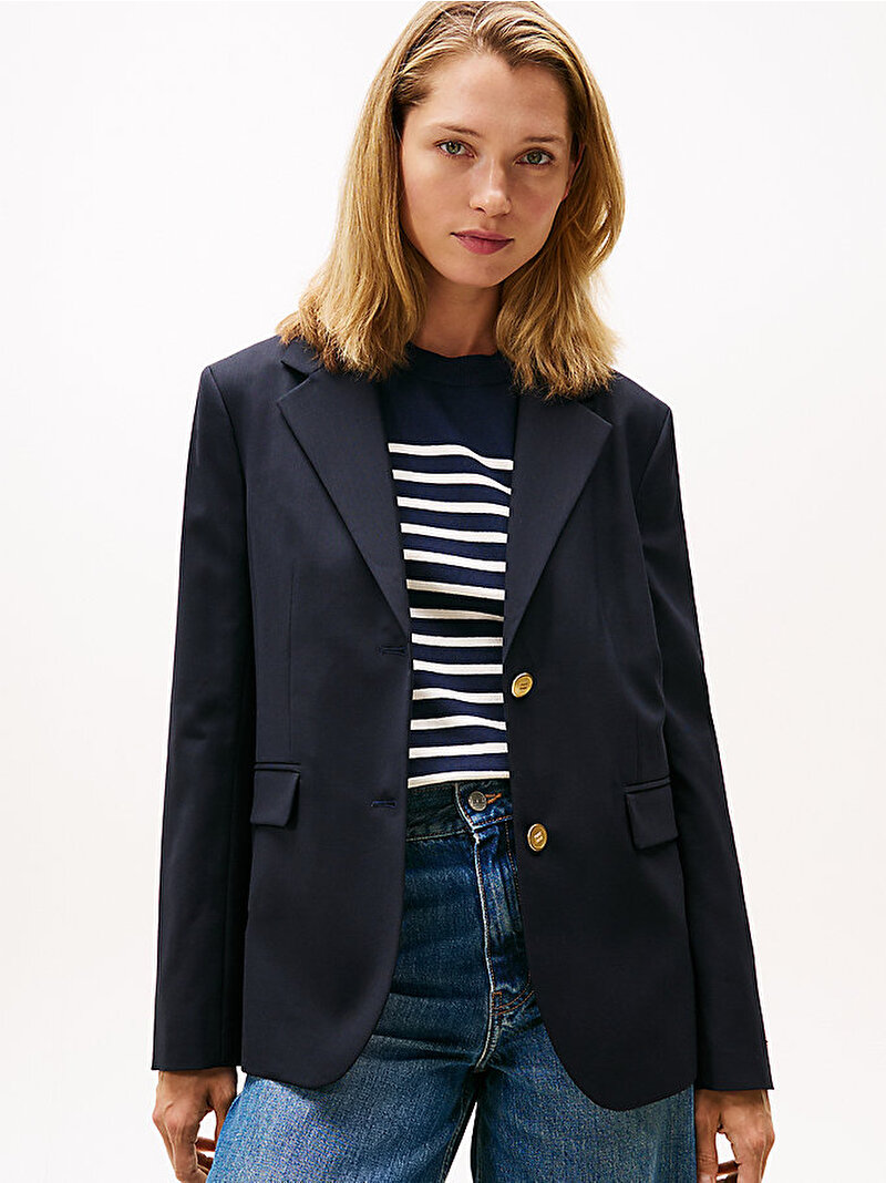 Kadın Timeless Wool Regular Blazer Lacivert WW0WW46662C1G