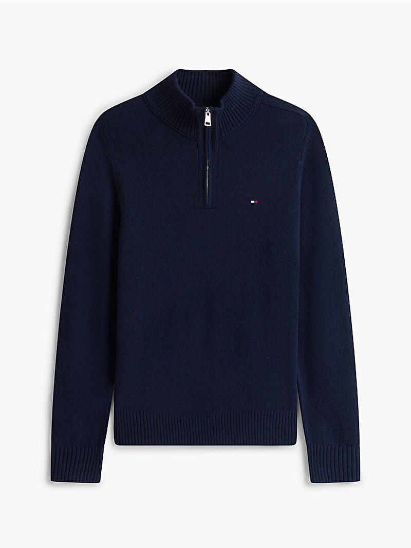 Erkek Lambswool Fermuarlı Kazak Lacivert MW0MW36536DW5