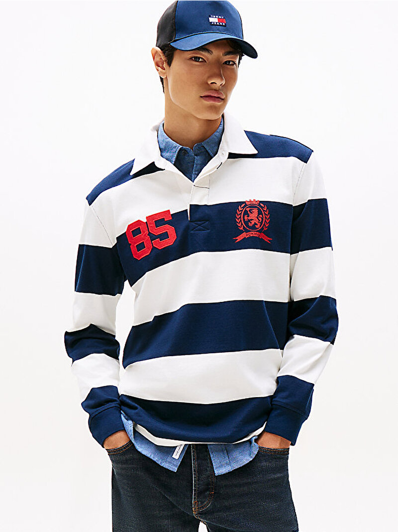 Erkek TJM Relax Stripe Rugby Polo T-shirt Lacivert DM0DM22074C1G