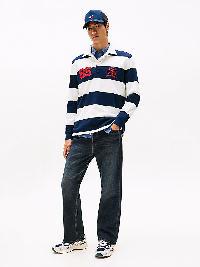 Erkek TJM Relax Stripe Rugby Polo T-shirt Lacivert DM0DM22074C1G