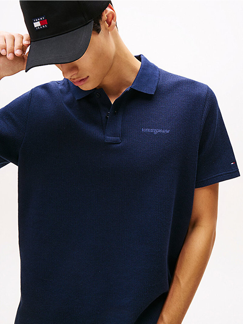 Erkek TJM Regular Waffle Polo T-shirt Lacivert DM0DM22415C1G