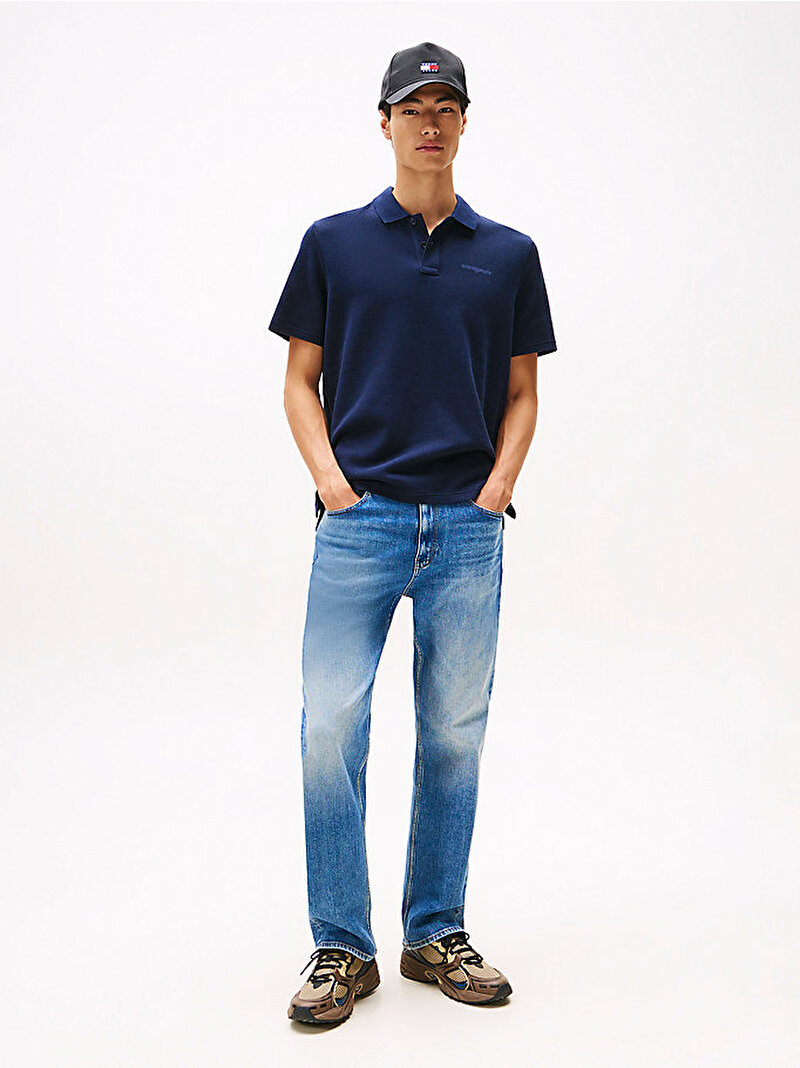Erkek TJM Regular Waffle Polo T-shirt Lacivert DM0DM22415C1G