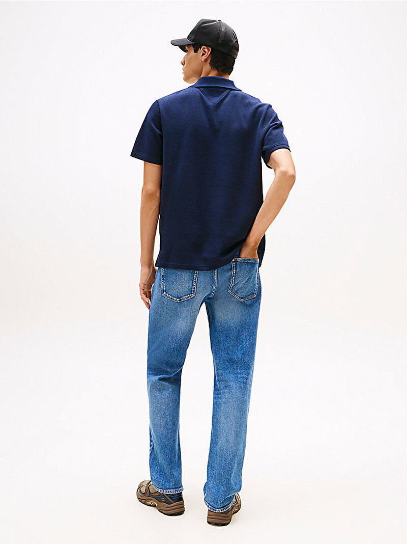 Erkek TJM Regular Waffle Polo T-shirt Lacivert DM0DM22415C1G