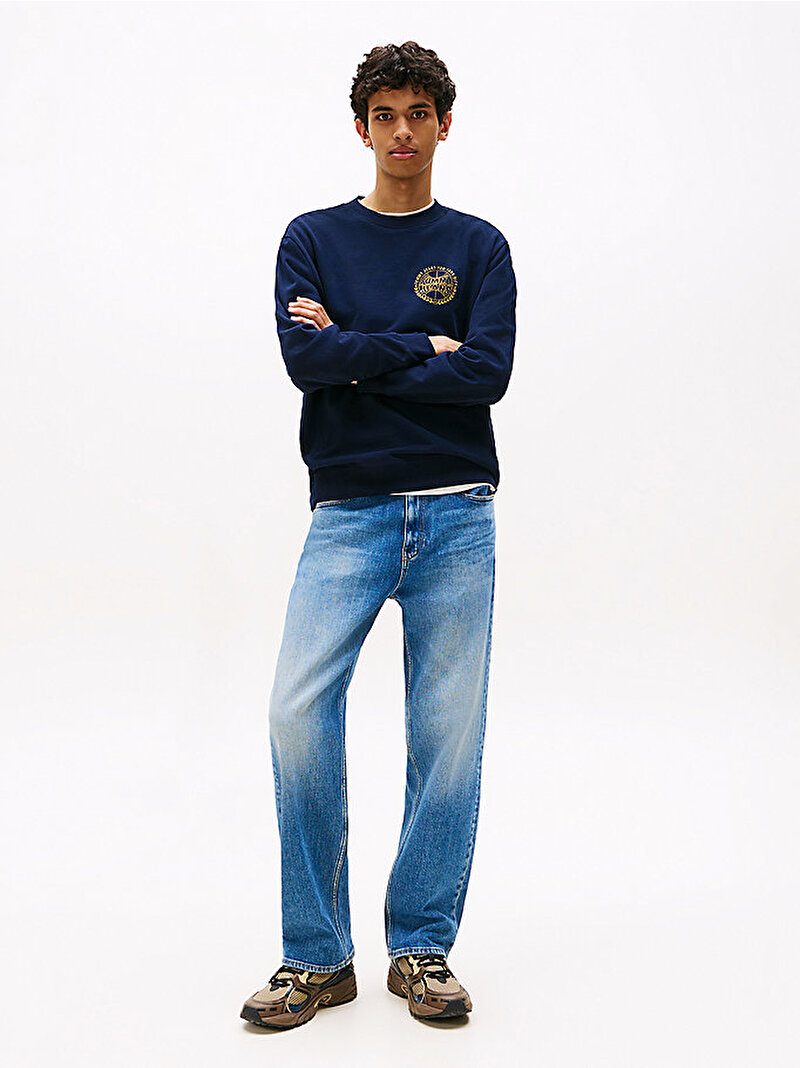 Erkek TJM Regular Circle Varsity Sweatshirt Lacivert DM0DM22081C1G
