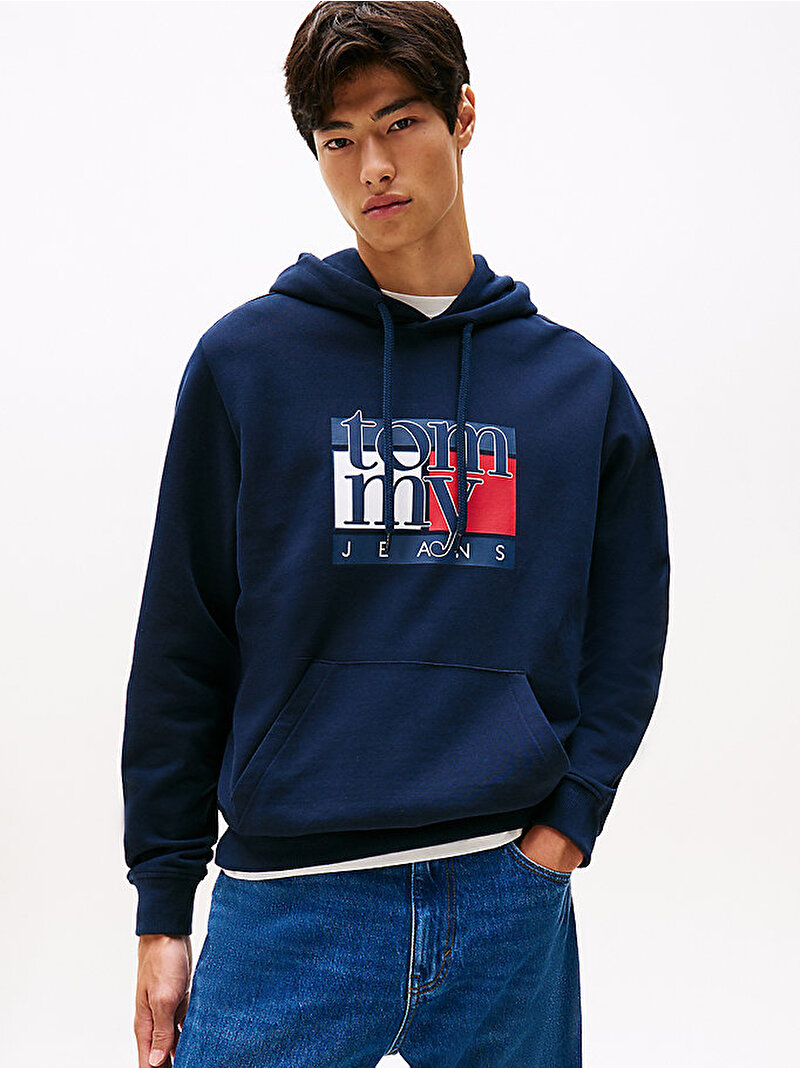 Erkek TJM Regular Flag Hoodie Lacivert DM0DM22092C1G