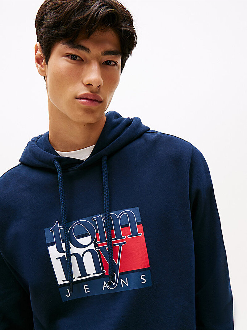 Erkek TJM Regular Flag Hoodie Lacivert DM0DM22092C1G