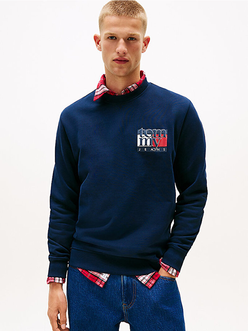 Erkek TJM Regular Flag Sweatshirt Lacivert DM0DM22093C1G