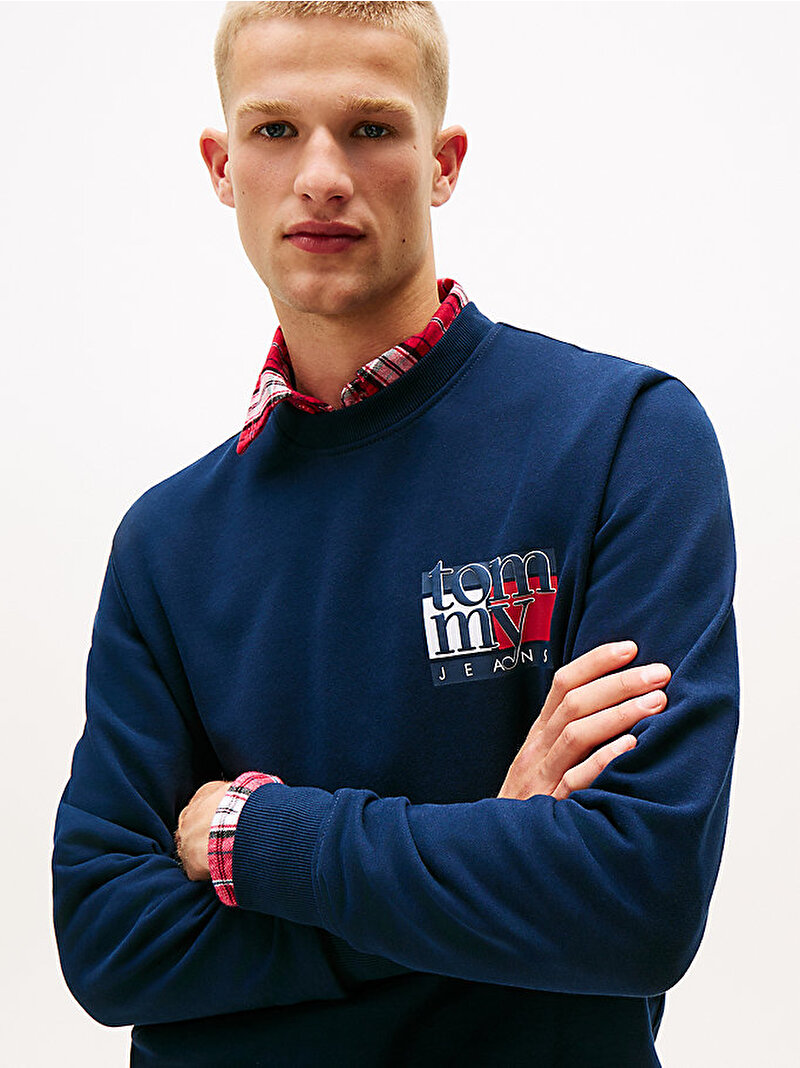 Erkek TJM Regular Flag Sweatshirt Lacivert DM0DM22093C1G