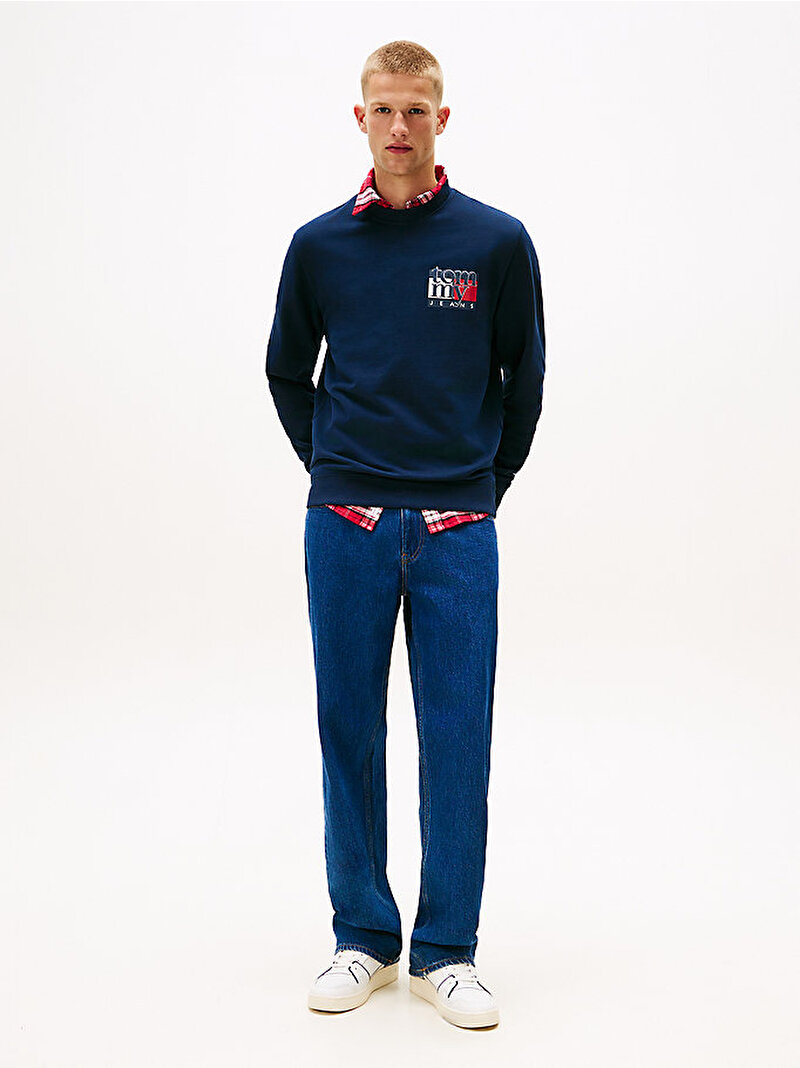 Erkek TJM Regular Flag Sweatshirt Lacivert DM0DM22093C1G