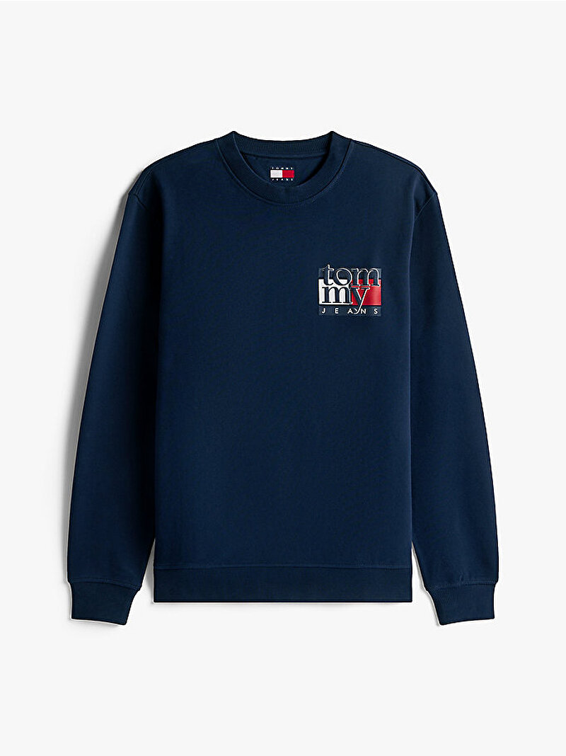 Erkek TJM Regular Flag Sweatshirt Lacivert DM0DM22093C1G