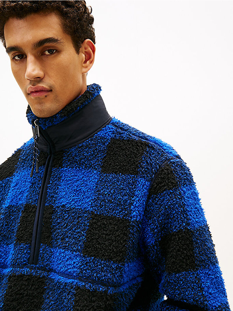 Erkek Teddy Fleece Check Sweatshirt Lacivert MW0MW404760MS