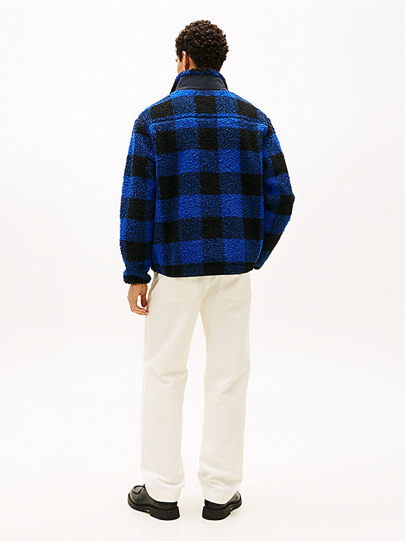 Erkek Teddy Fleece Check Sweatshirt Lacivert MW0MW404760MS