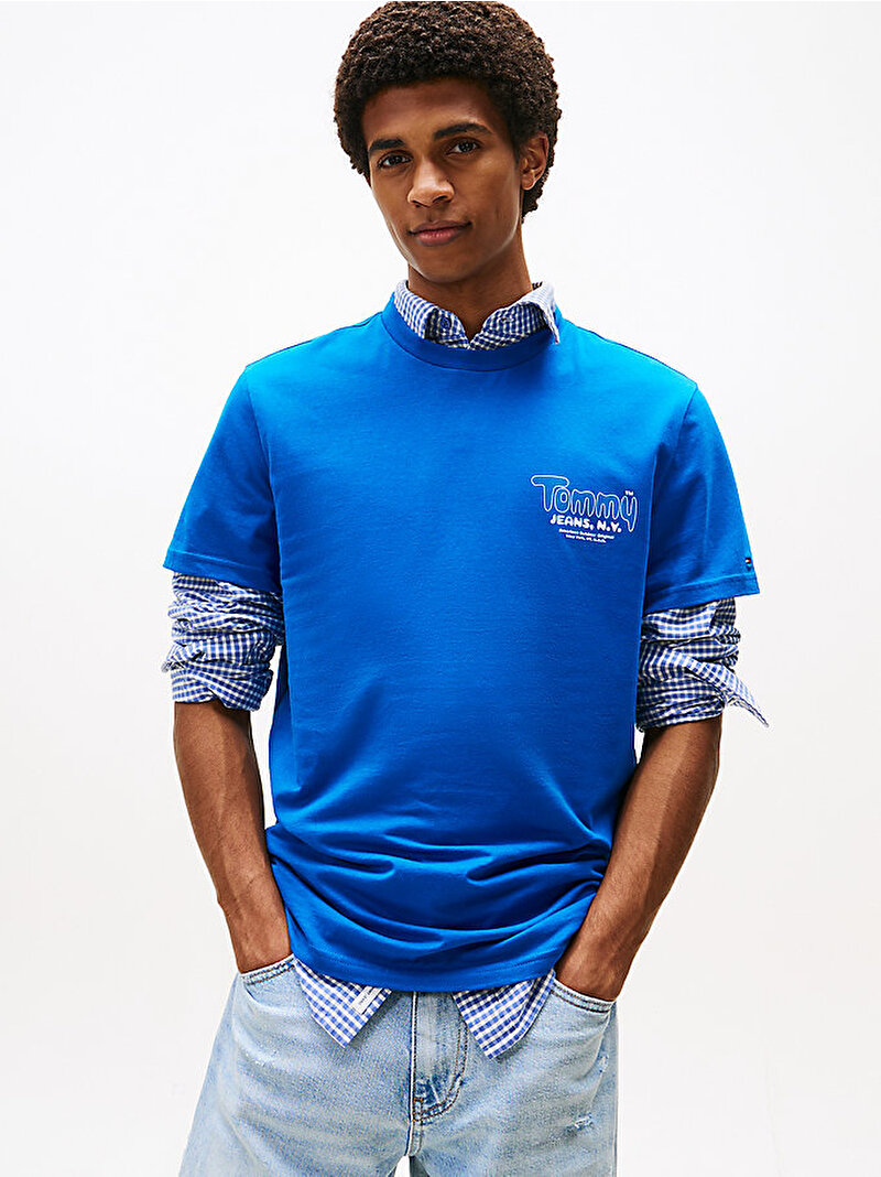 Erkek TJM Slim Font Play T-shirt Lacivert DM0DM22049C3D