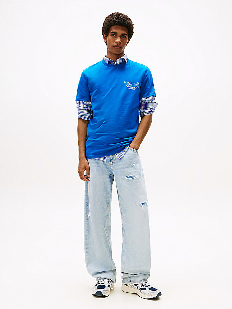 Erkek TJM Slim Font Play T-shirt Lacivert DM0DM22049C3D