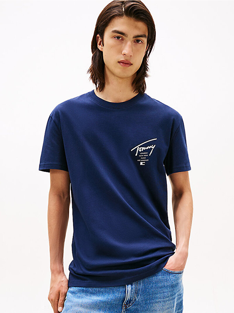 Erkek TJM Regular Sign City T-shirt Lacivert DM0DM22120C1G