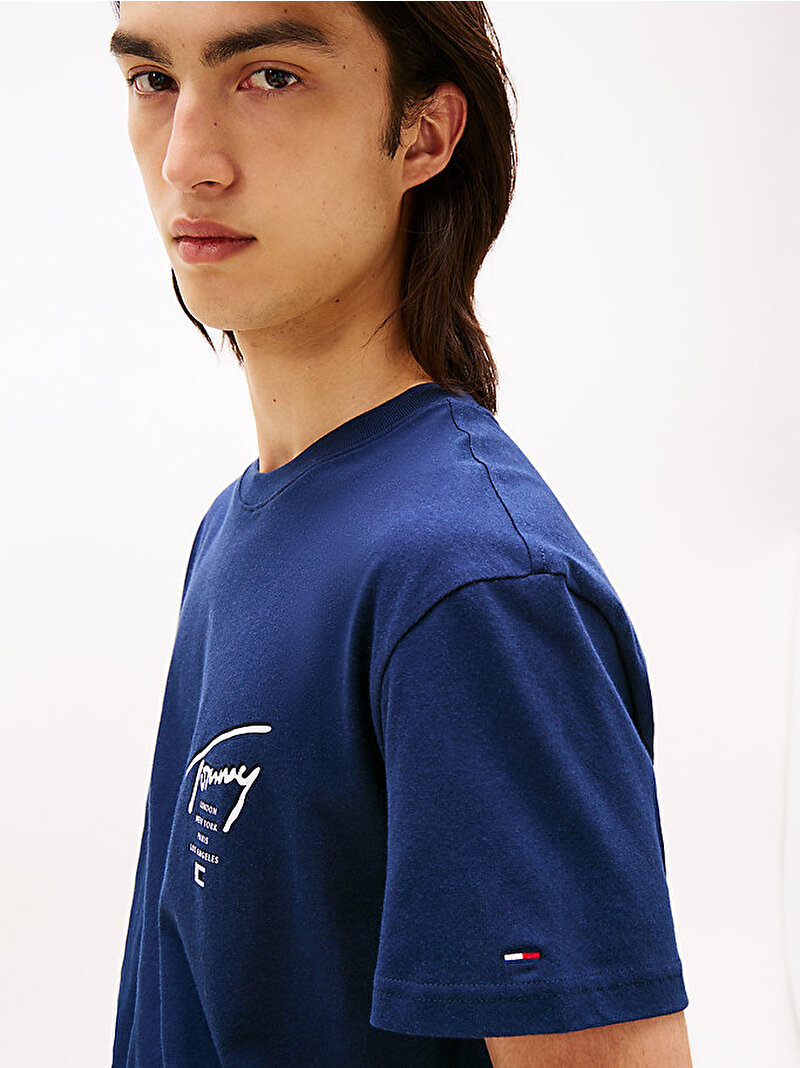 Erkek TJM Regular Sign City T-shirt Lacivert DM0DM22120C1G