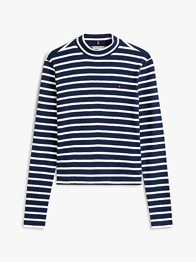 Kadın Slim Cody Mock Neck T-shirt Lacivert WW0WW473070X4